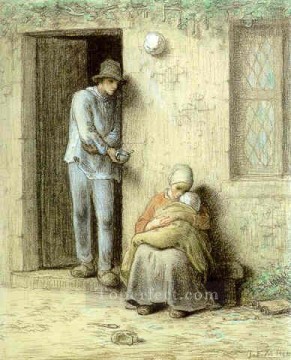  Millet Oil Painting - Le Nourrisson or Lenfant Malade Barbizon naturalism realism farmers Jean Francois Millet